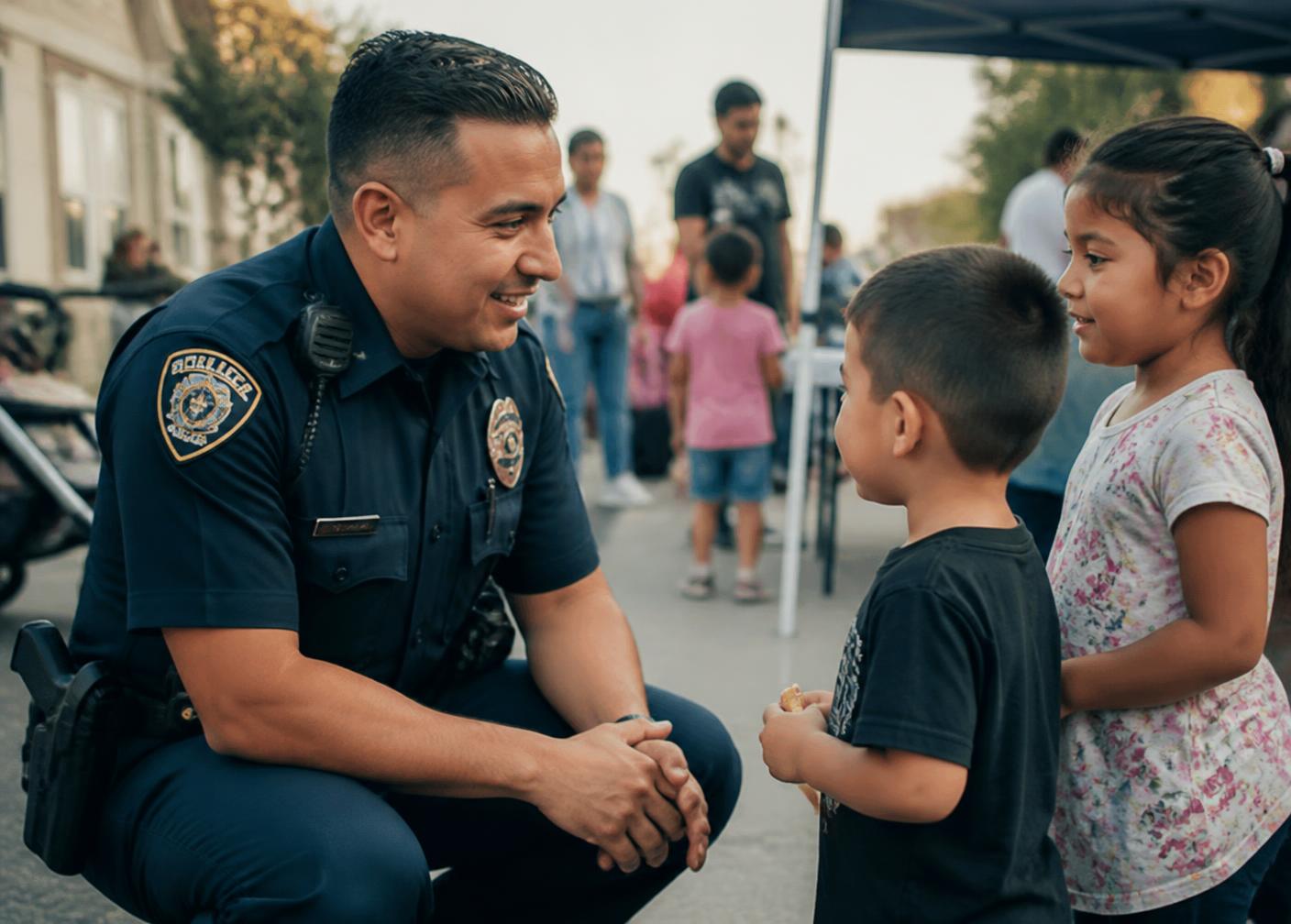 Officer speaking with community members